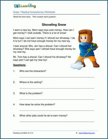 K5 Learning Grade 4 Reading Comprehension Worksheet