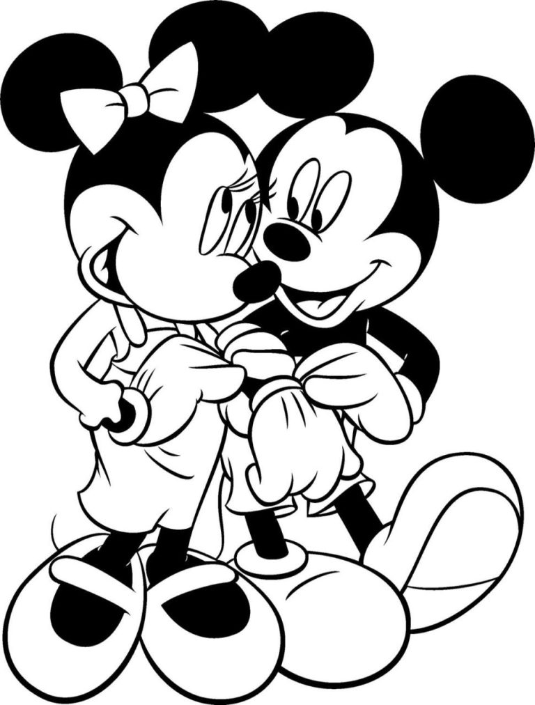 Cute Mickey And Minnie Coloring Pages