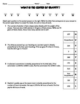 Direct Variation Word Problems Worksheet With Answers