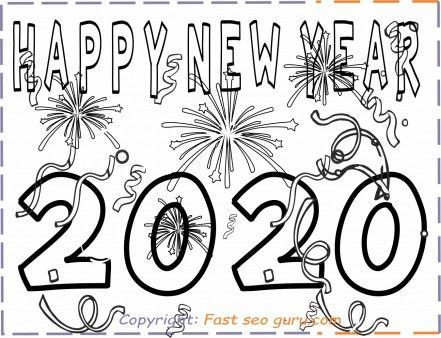 Happy New Year Coloring Page 2020