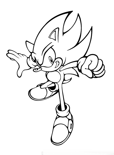 Dark Super Sonic Coloring Pages