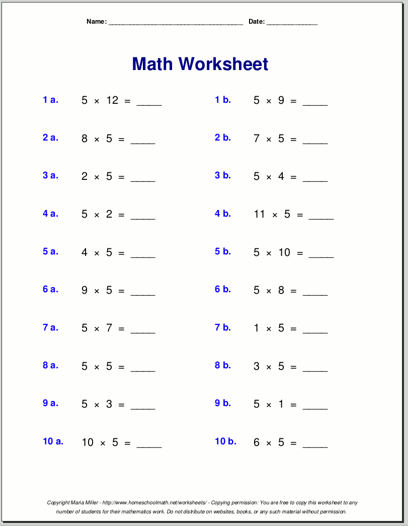 Third Grade Grade 3 Worksheets Math
