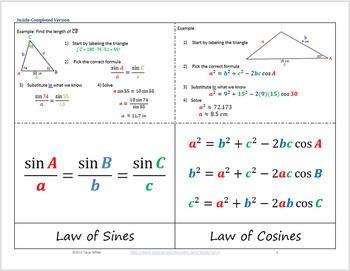 Law Of Sines And Cosines Worksheet Pdf