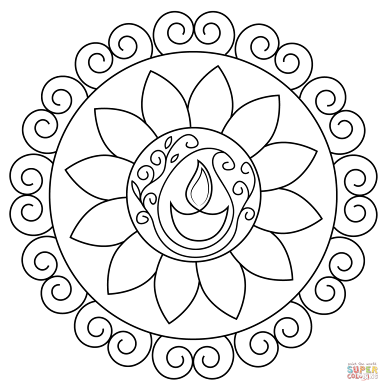 Simple Diwali Colouring Pages