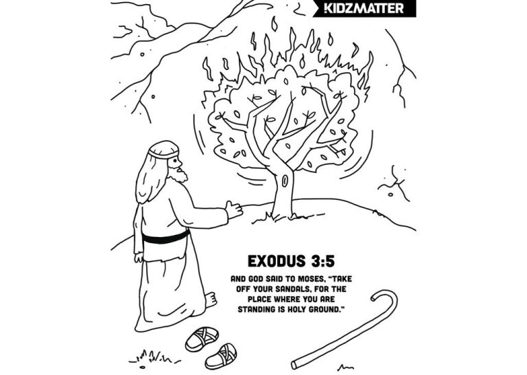 Preschool Moses And The Burning Bush Coloring Page