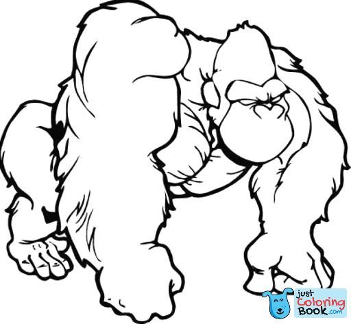 Easy Gorilla Coloring Pages