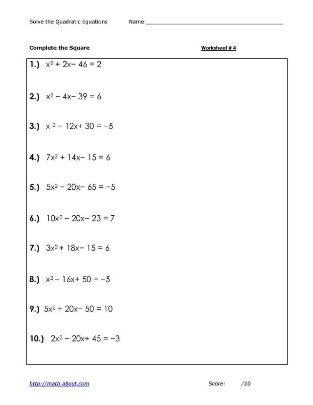 Quadratic Equation Word Problems Worksheet Kuta