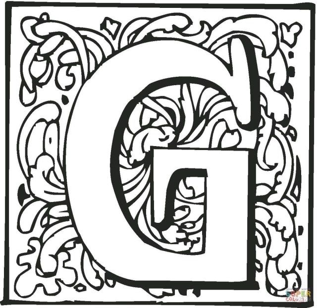 Fancy Letter G Coloring Pages For Adults