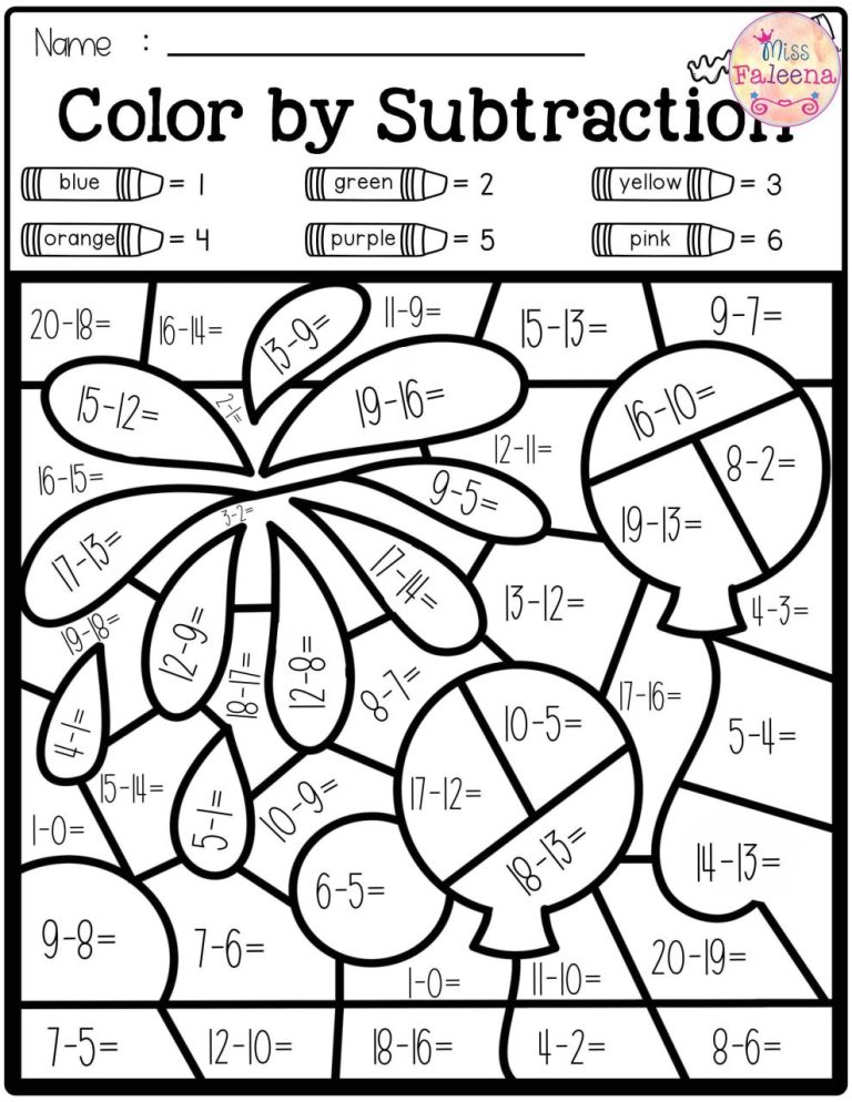 Color By Number Math Worksheets 2nd Grade