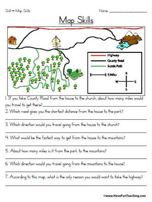 Fourth Grade Map Skills Worksheets 4th Grade