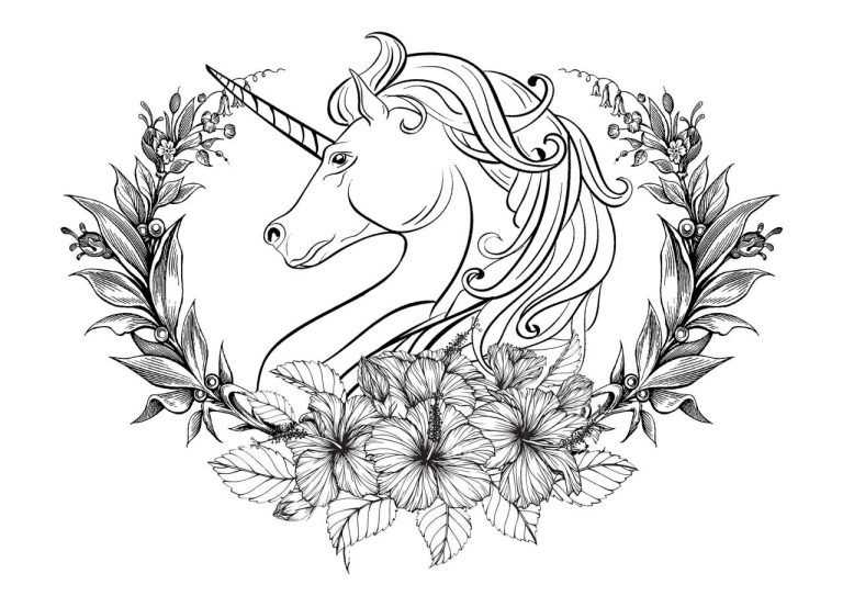 Beautiful Unicorn Head Coloring Pages