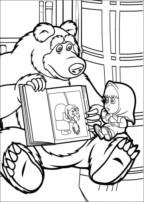 Cartoon Masha And The Bear Coloring Pages
