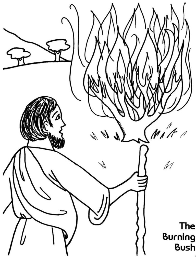 Moses And The Burning Bush Coloring Page Pdf