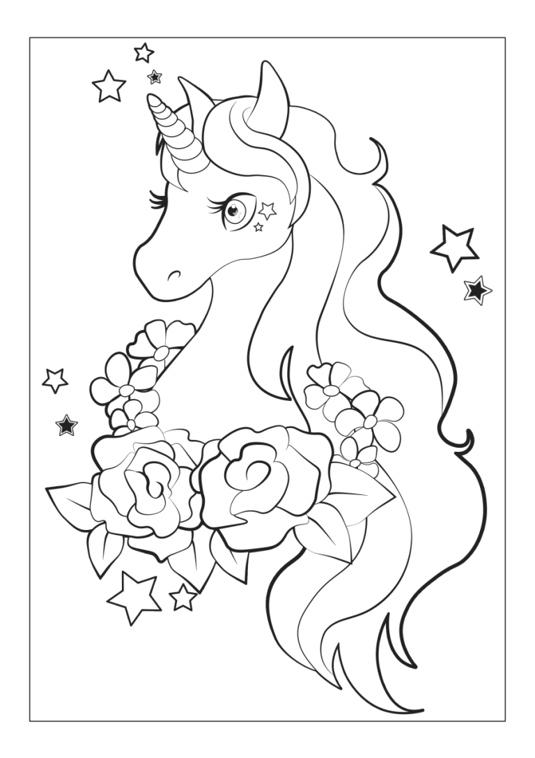 Cute Unicorn Head Coloring Pages