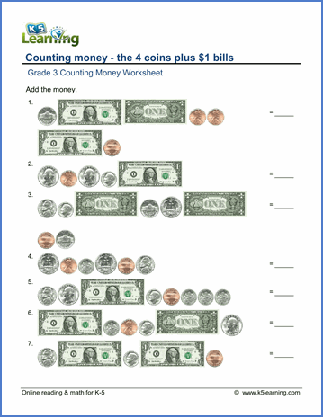 Counting Coins And Bills Worksheets Pdf