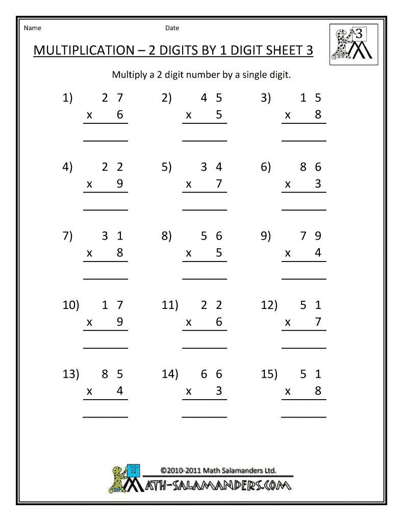 Printable Grade 3 Worksheets Math