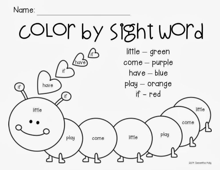 Sight Word Coloring Pages Printable