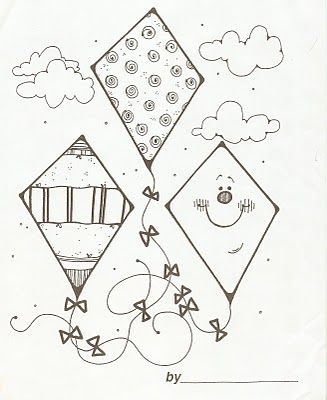 Cute Kite Coloring Page