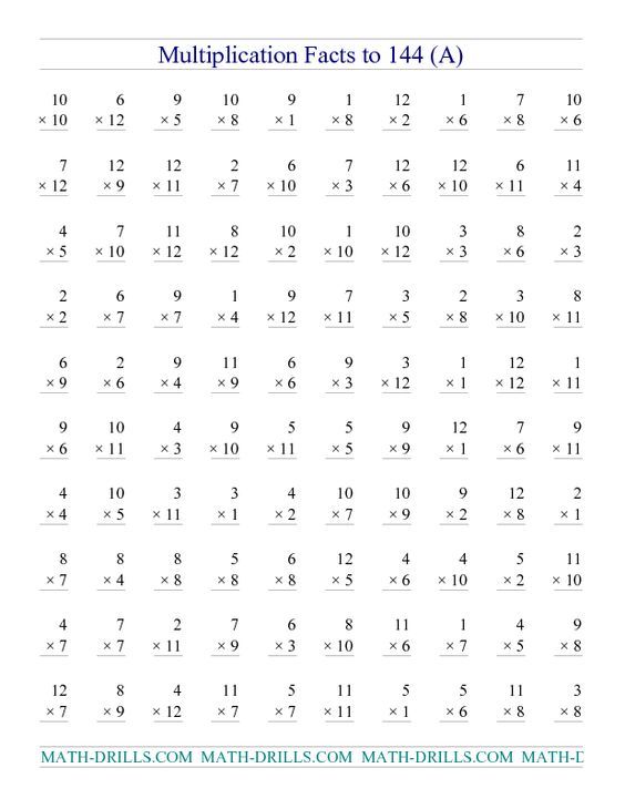 Free Printable Multiplication Table Practice Sheets