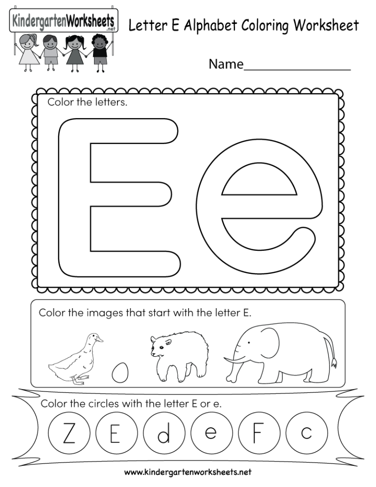 Letter E Worksheets For Toddlers