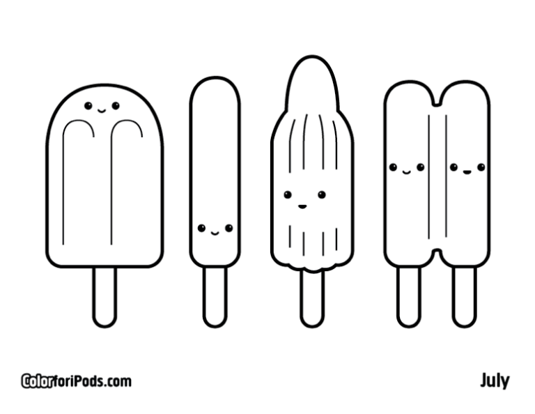 Summer Popsicle Coloring Page