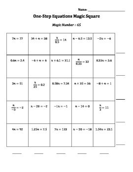 7th Grade Solving One And Two Step Equations Worksheet