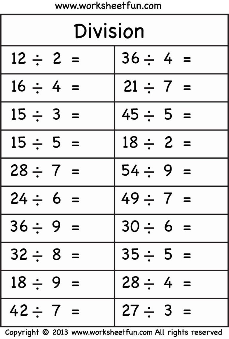 Free Multiplication Math Drill Worksheets