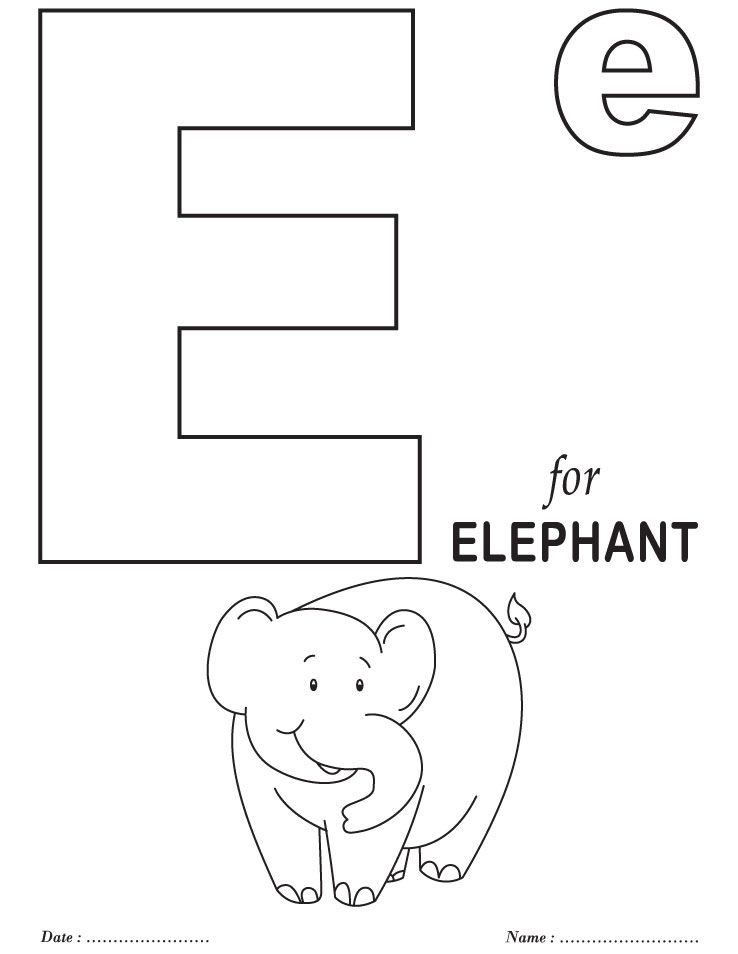 Letter E Coloring Pages For Preschoolers
