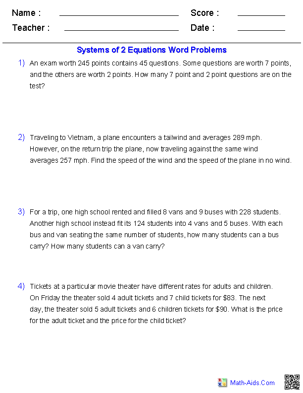 Quadratic Equation Word Problems Worksheet Doc