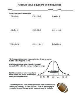 Solving Absolute Value Equations And Inequalities Worksheet Algebra 1
