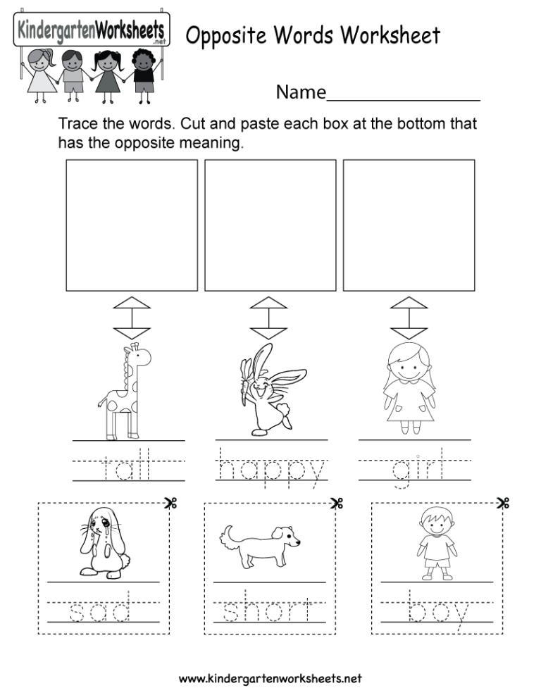 Free Printable Opposites Worksheets For Preschoolers