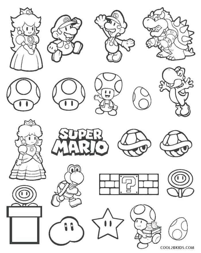 Super Mario Coloring Sheet