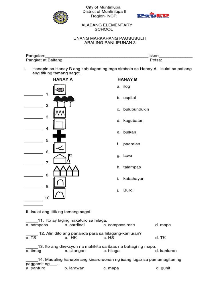 Araling Panlipunan Grade 3 Worksheets Pdf