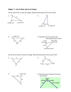 Law Of Sines And Cosines Worksheet Doc