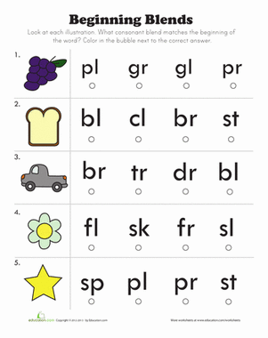 Grade 1 Free Consonant Blends Worksheets