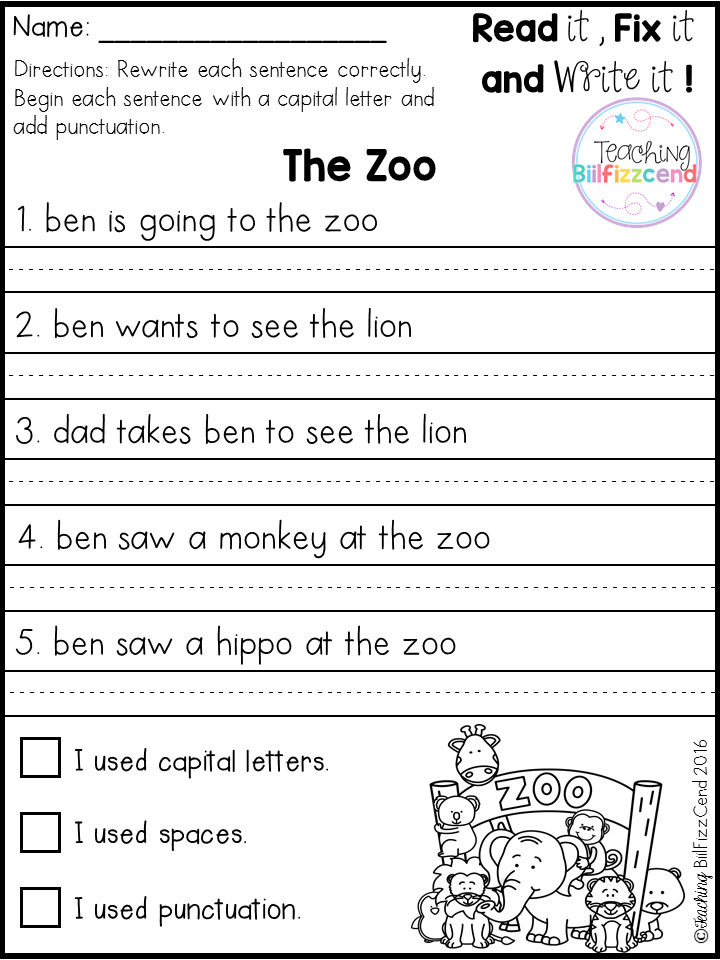 Kindergarden 1st Grade First Grade Writing Worksheets Free Printable