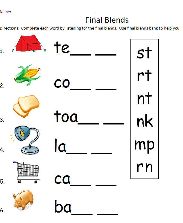 Consonant Blends Worksheets For Grade 1 Free