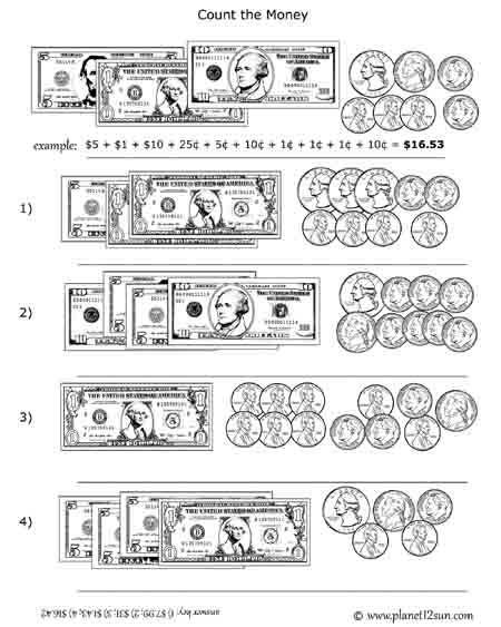 Counting Coins And Bills Worksheets 2nd Grade