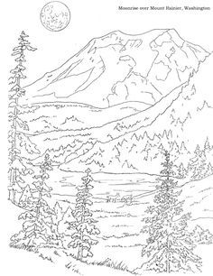 Realistic Mountain Coloring Pages