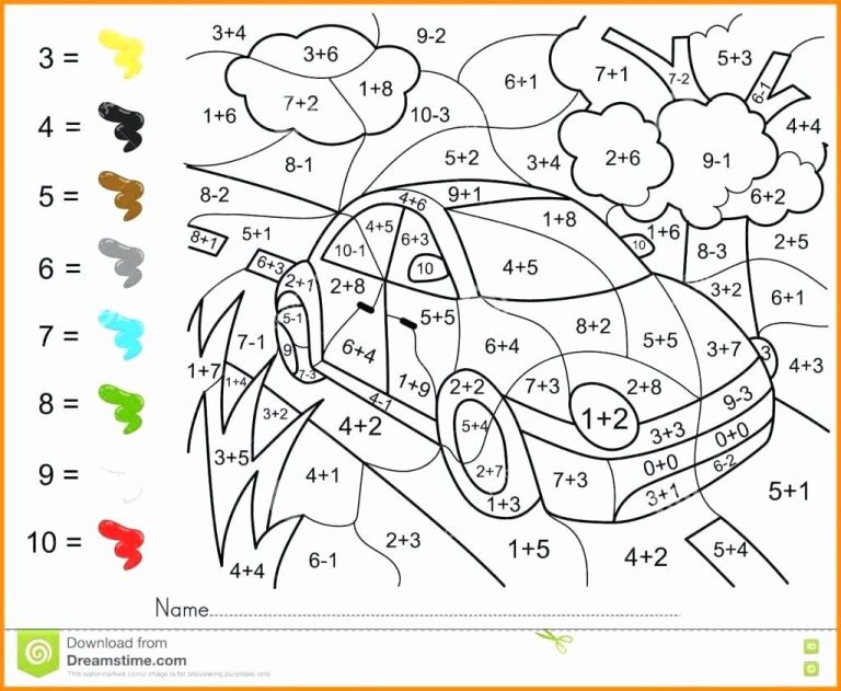 Color By Number Math Worksheets 6th Grade