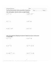 Solving Exponential And Logarithmic Equations Worksheet Answers Kuta Software