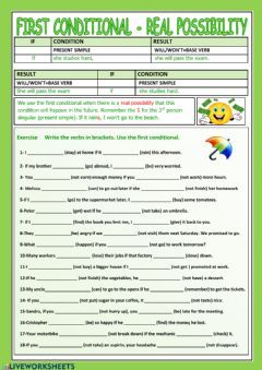 Grammar Practice Worksheets First Conditional Answers