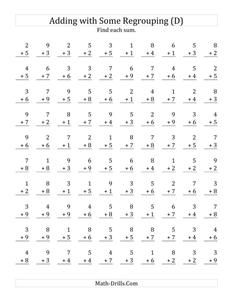 Single Digit Addition And Subtraction Worksheets Free