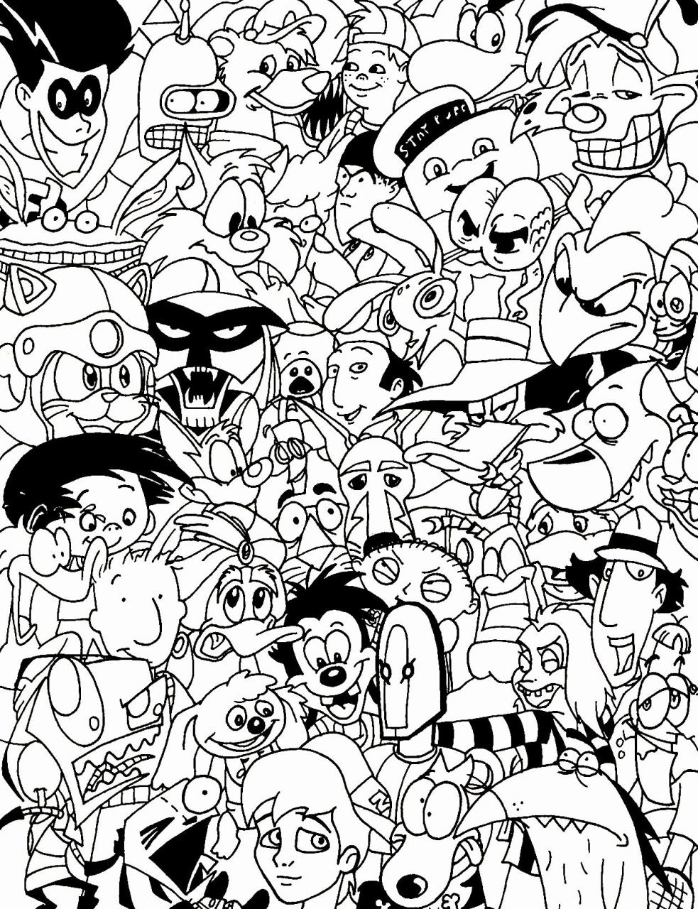 90s Cartoon Characters Coloring Pages
