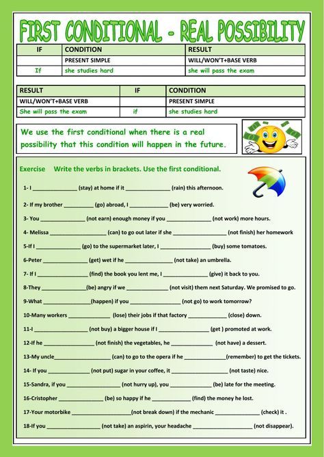 First Conditional Worksheets Esl