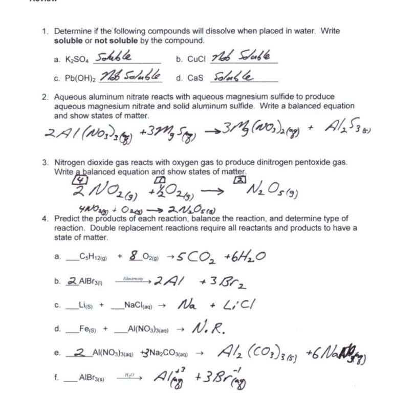 Grade 10 Chemistry Worksheets With Answers