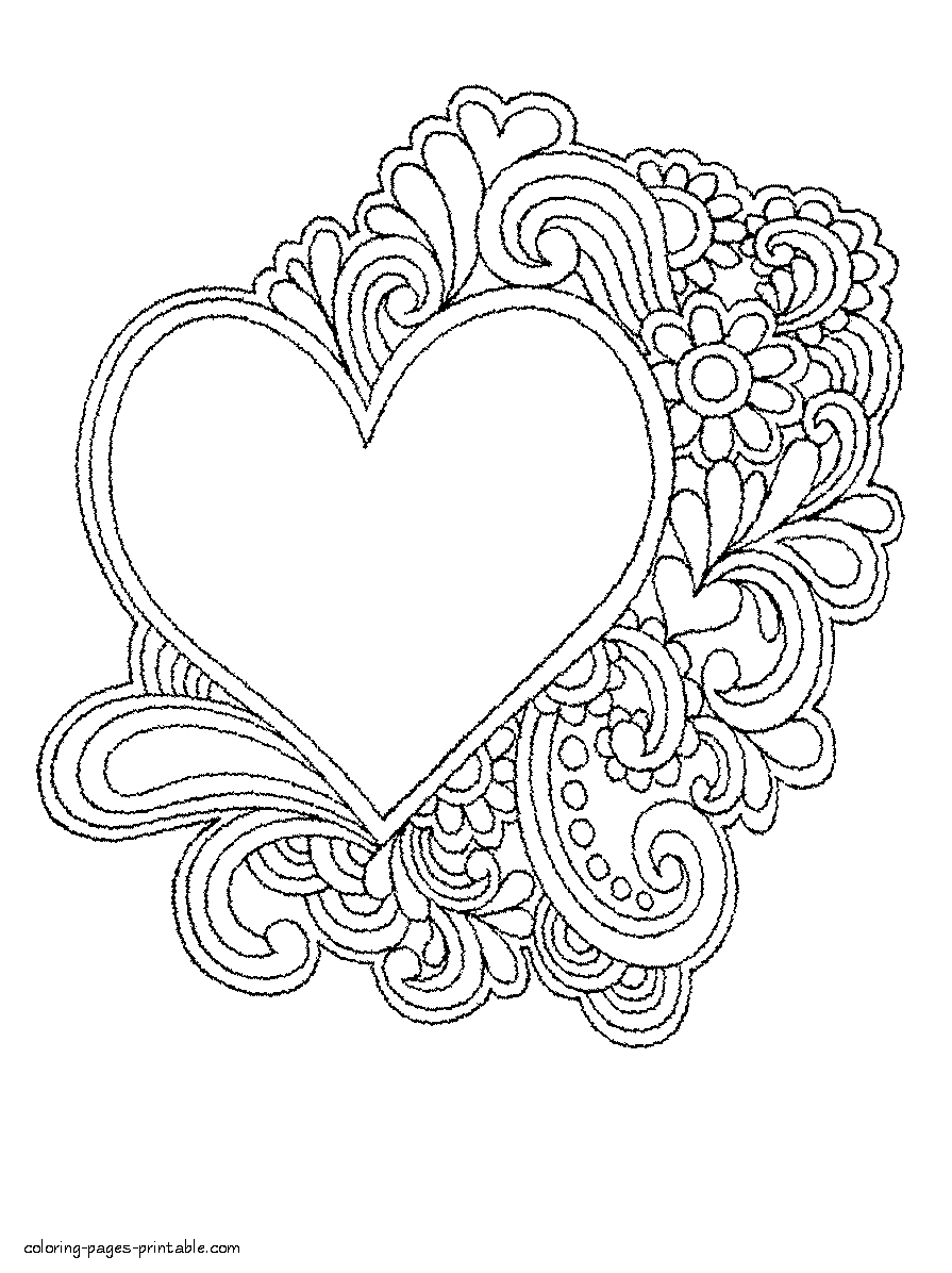 Easy Printable Heart Coloring Pages