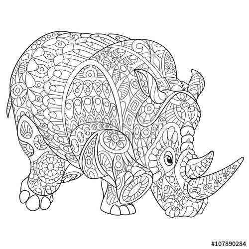 Cartoon Rhino Coloring Page