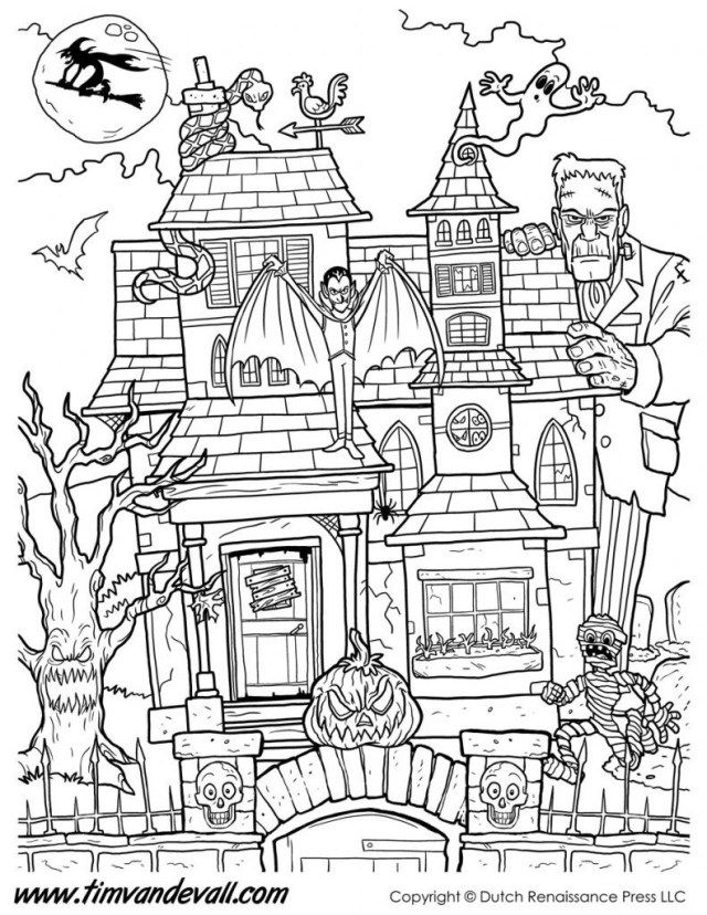 Haunted House Colouring Pictures