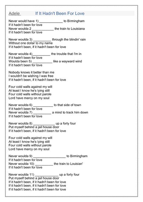 Second Conditional Song Worksheet Letra
